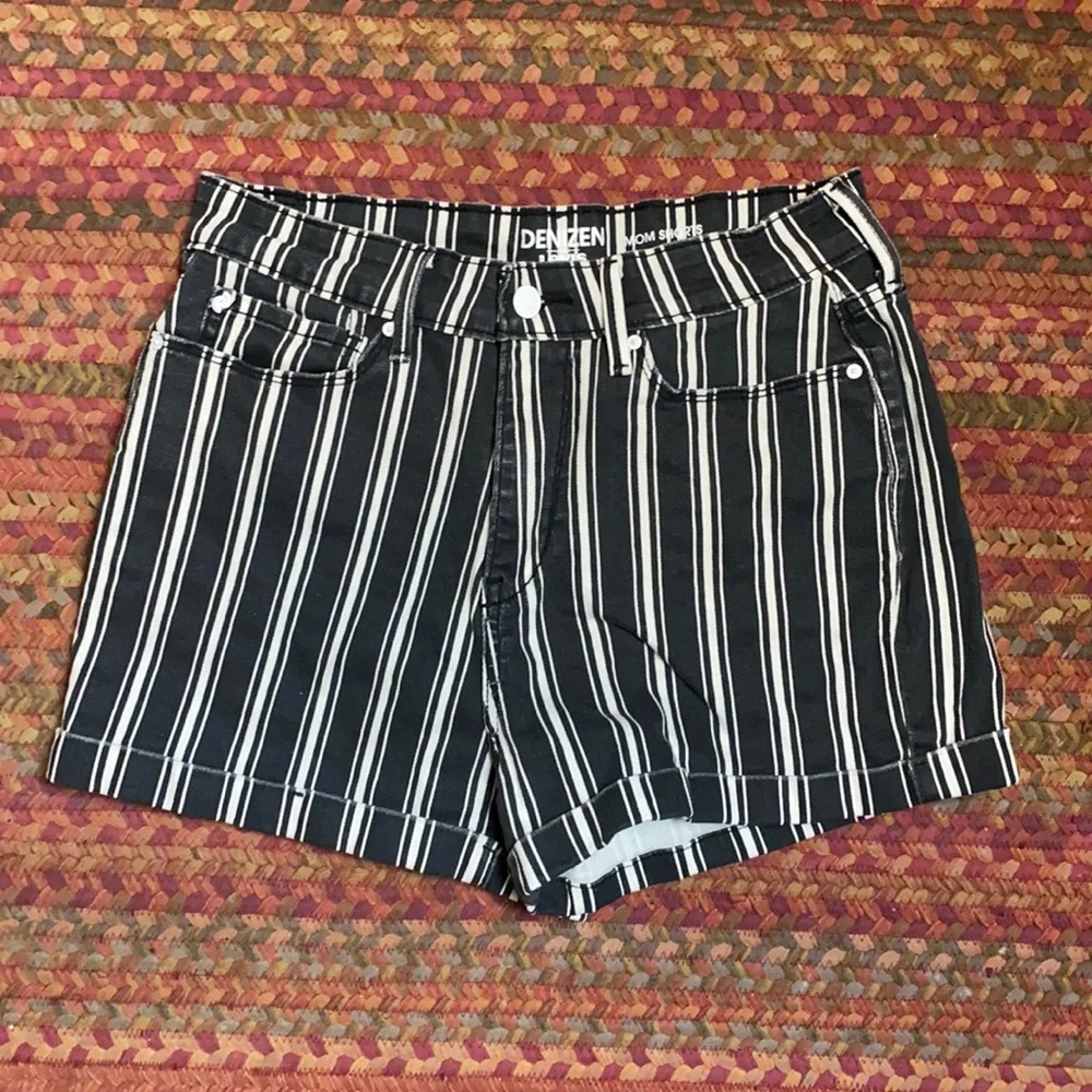 LEVIS PARALLEL STRIPED MOM DENIM SHORTS